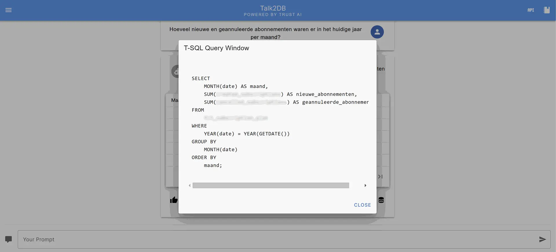 Talk2DB SQL Query Window